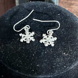 Silver Snowflake Dangle Earrings